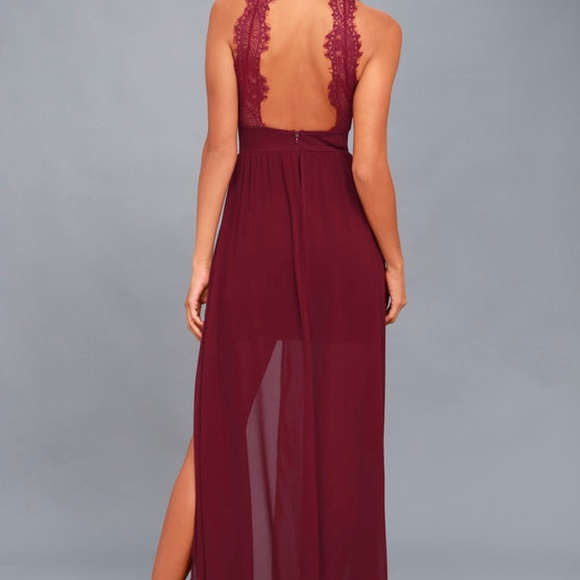 NWT Lulu's My Beloved Burgundy Lace Maxi Dress - Picture 3 of 5